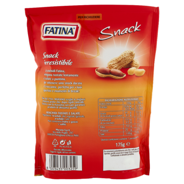 Fatina Snack Arachidi Tostate e Salate 175 g