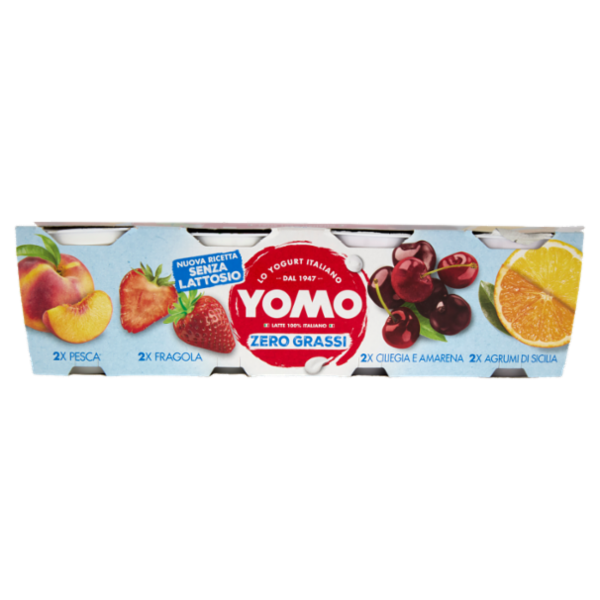 Yomo Zero Grassi Pesca, Fragola, Ciliegia e Amarena, Agrumi di Sicilia 8 x 125 g