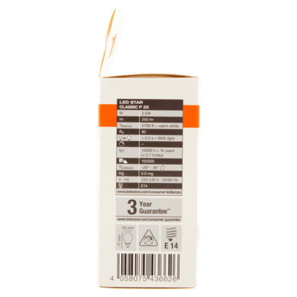 Osram Led Star Classic P 25 Warm White 2.5 W E14