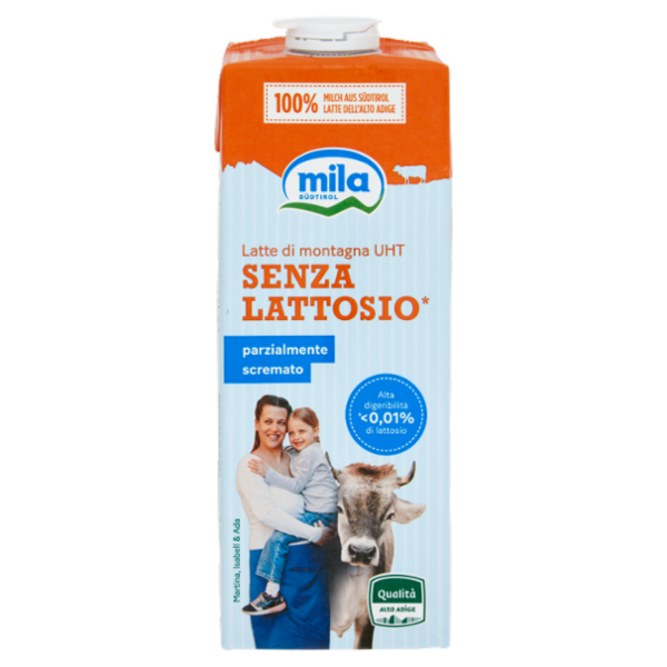mila Senza Lattosio* Latte di montagna UHT parzialmente scremato 1000 ml