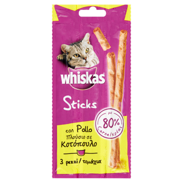 Whiskas Sticks Snack Gatto con Pollo 3 pezzi 18 g