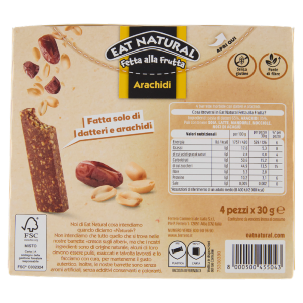 Eat Natural Fetta alla Frutta Arachidi 4 x 30 g