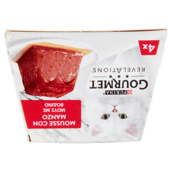 PURINA GOURMET Revelations Mousse con Manzo e una cascata di salsa 4 x 57 g