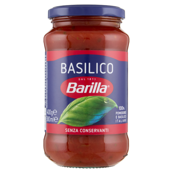 Barilla Sugo Basilico 100% Pomodoro e Basilico Italiani Condimento per Pasta 400g