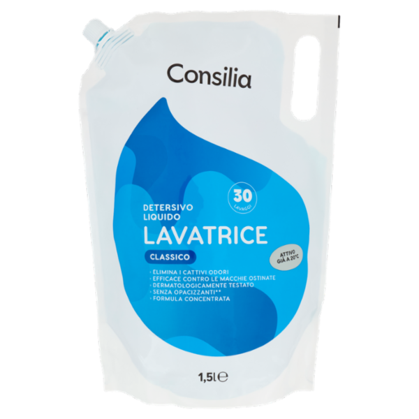 Consilia Detersivo per Lavatrice Liquido Classico 30 Lavaggi 1,5 L