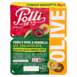 Polli Olive Verdi e Nere a Rondelle Già Sgocciolate 2 x 40 g