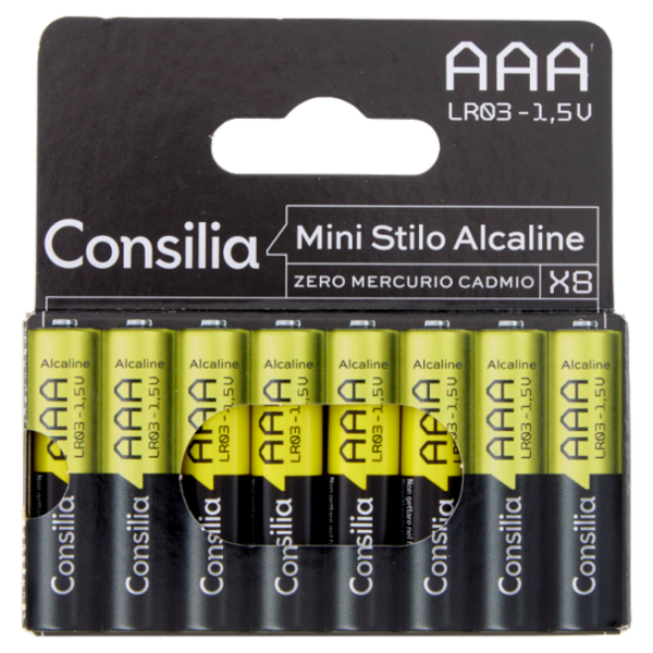 Consilia Pile Alcaline Mini Stilo AAA 1,5 V 8 pezzi