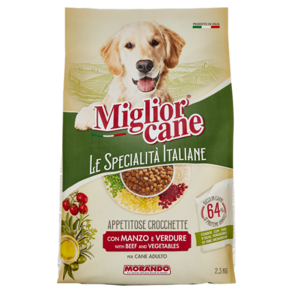 Migliorcane Le Specialità Italiane Appetitose Crocchette con Manzo e Verdure per Cane Adulto 2,5 KG