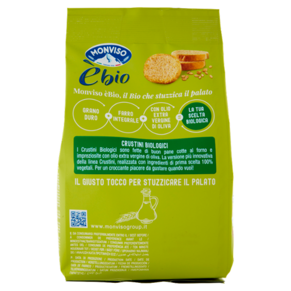 Monviso èbio Crustini Biologici con Farro Integrale con Olio Extravergine di Oliva 120 g
