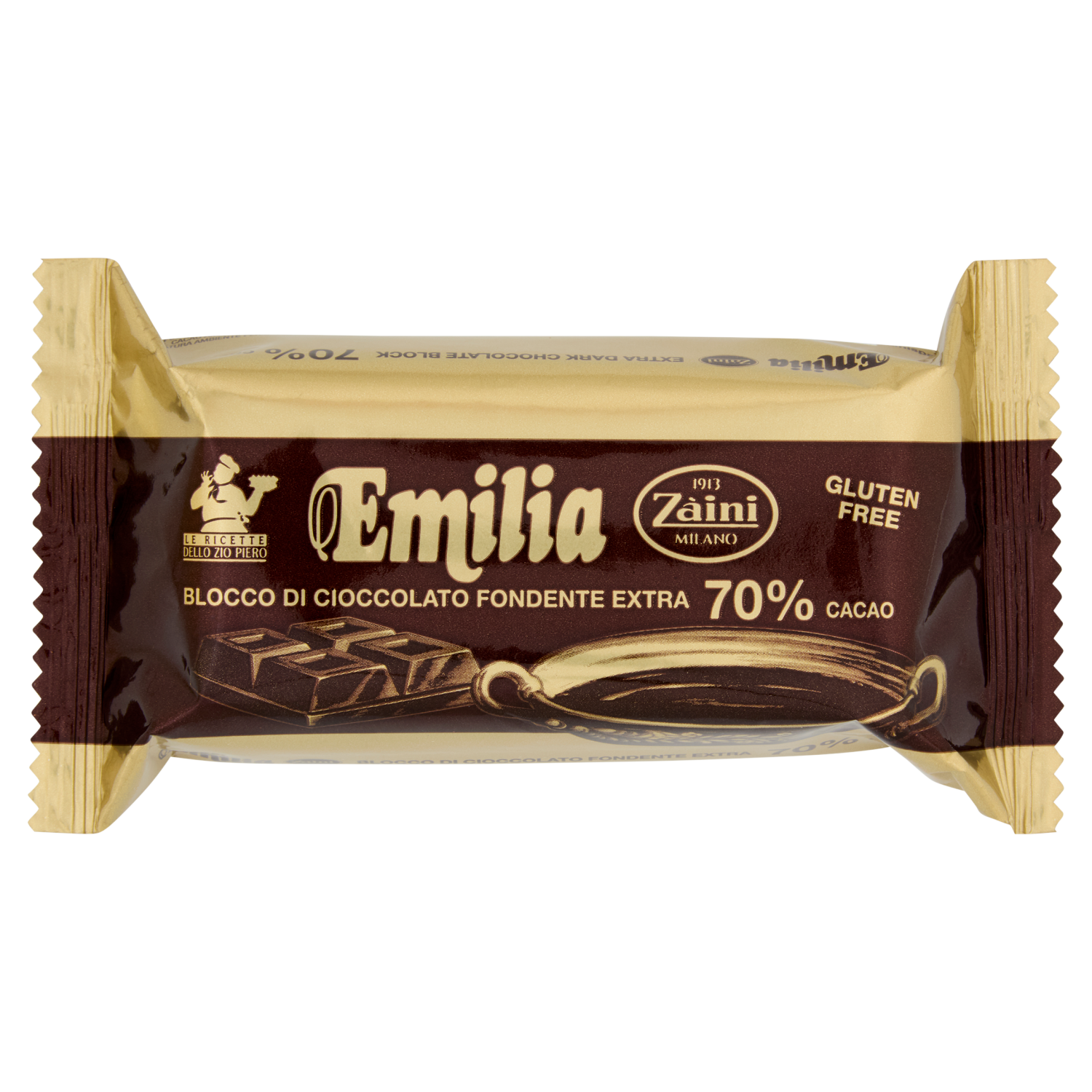 Zàini Emilia Blocco di Cioccolato Fondente Extra 70% Cacao 200 g - Zaini
