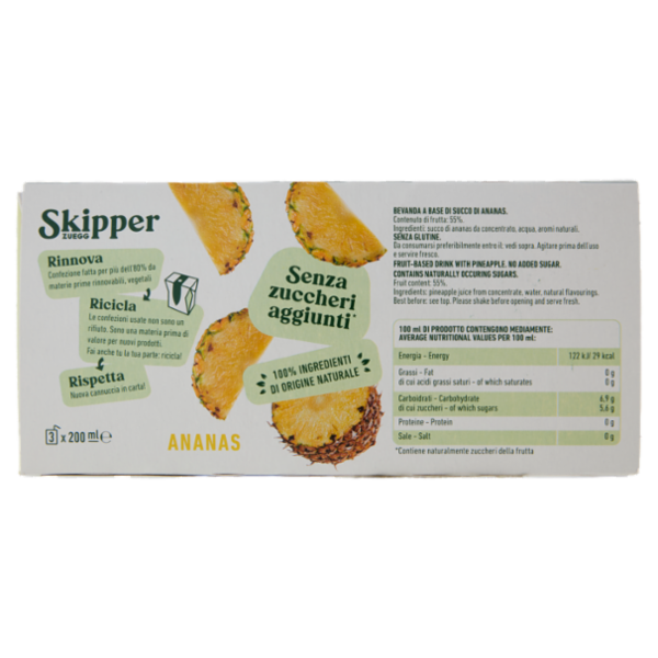 Zuegg Skipper Ananas Senza zuccheri aggiunti* 3 x 200 ml