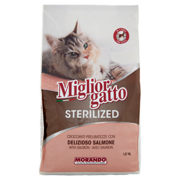 Migliorgatto Sterilized Croccanti Prelibatezze con Delizioso Salmone 1,5 kg