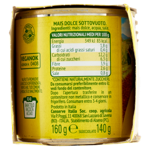 Valfrutta Mais Italiano Cotto a vapore 4 x 160 g