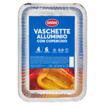 Selex Contenitore In Alluminio Con Coperchio 31x21x4 Cm 4 Pezzi