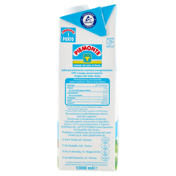 Piemonte Parzialmente scremato a Lunga Conservazione 1000 ml