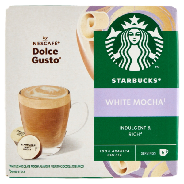 STARBUCKS White Mocha by Nescafé Dolce Gusto Latte al Cioccolato Bianco con Caffè 12 Capsule 123 g