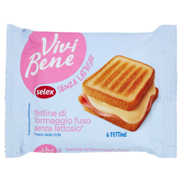 Selex Vivi Bene Fettine di Formaggio Fuso senza Lattosio 6 Fette 150 g