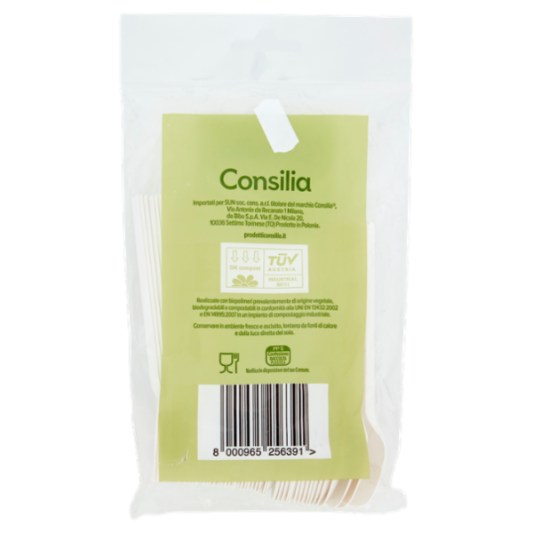 Consilia Cucchiaini Biodegradabili e Compostabili 50 pezzi