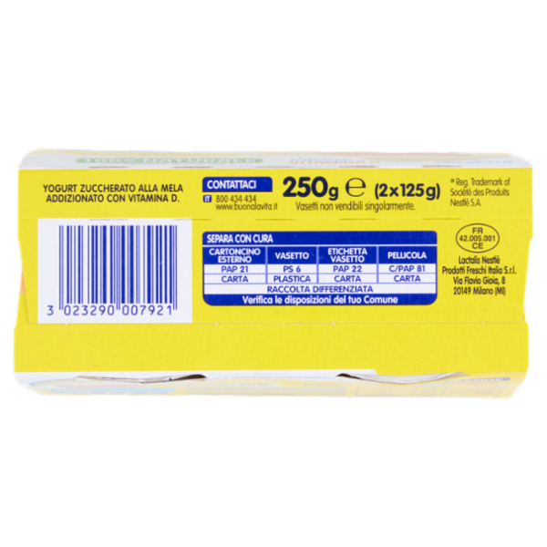 NESTLÉ MIO Yogurt Cremoso Senza Pezzi Mela 2x125g