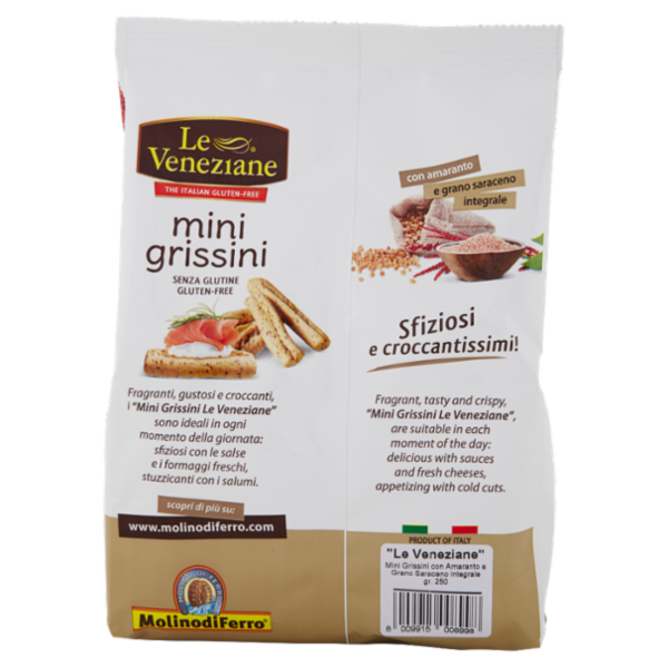 Le Veneziane mini grissini con Amaranto e Grano Saraceno Integrale 250 g
