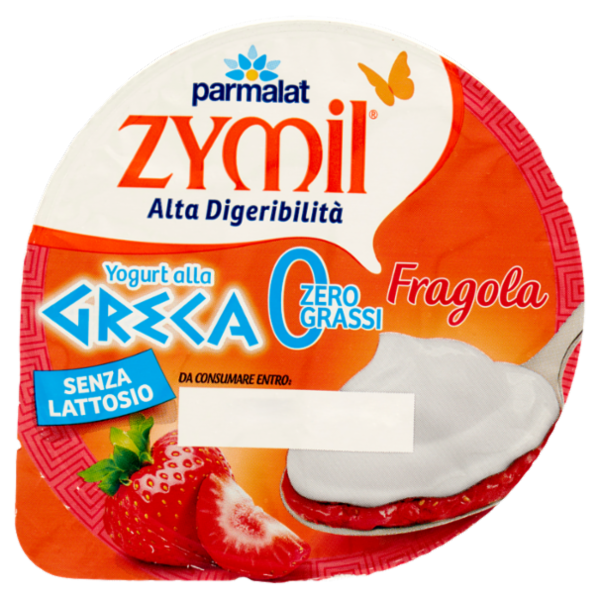 ZYMIL Alta Digeribilità Senza Lattosio Yogurt alla Greca Zero Grassi Fragola 150 g