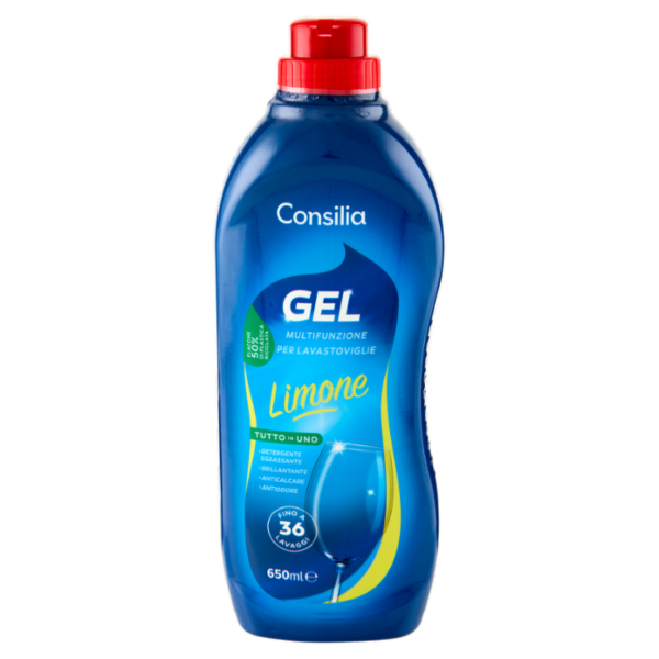 Consilia Detersivo per Lavastoviglie Gel Tutto in 1 al Limone 650 ml