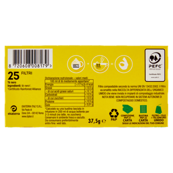 Lipton Yellow Label Classico 25 Filtri 37,5 g