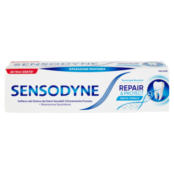 Sensodyne Repair & Protect, Dentifricio per Denti Sensibili, Uso Quotidiano, 65+10ML gratis
