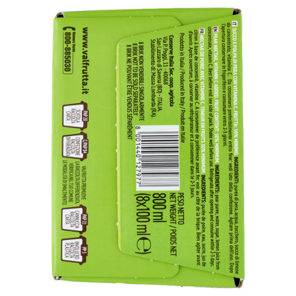 Valfrutta i Triangolini Pera Italiana succo e polpa Brik 8 x 100 ml