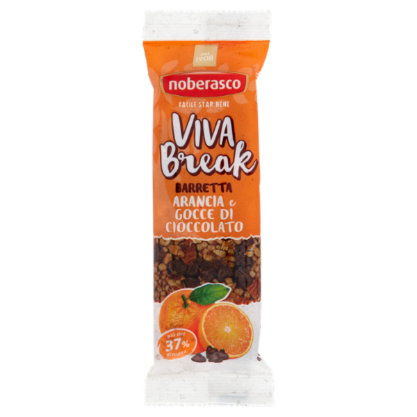 noberasco Viva Break Barretta Arancia e Gocce di Cioccolato 30 g