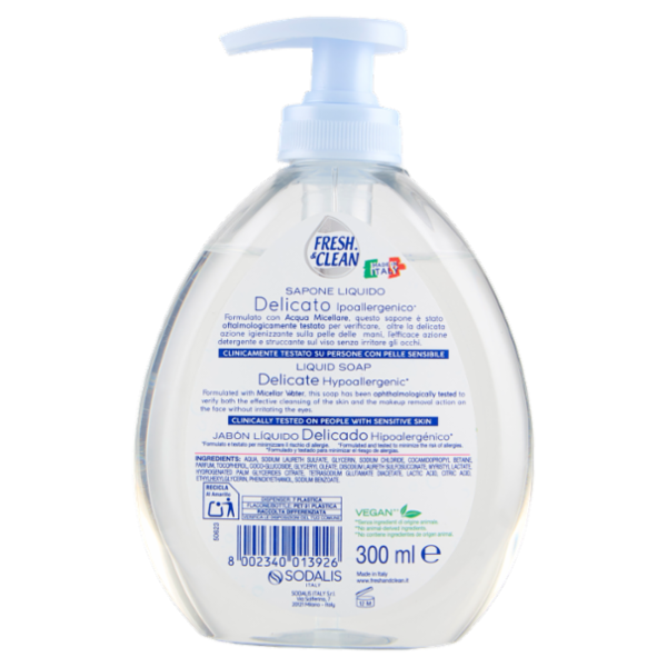 Fresh & Clean Sapone Liquido Delicato Ipoallergenico* con Acqua Micellare 300 ml