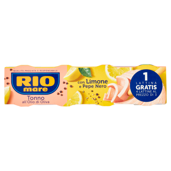 Rio mare Tonno all'Olio di Oliva con Limone e Pepe Nero 3+1 x 80 g