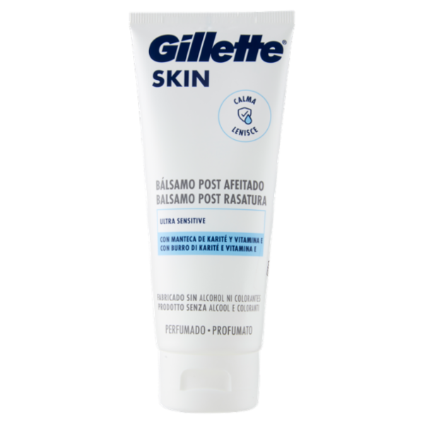 Gillette Balsamo Dopobarba da Uomo Skin Ultra Sensitive con Burro di Karité e Vitamina E, 100 ml