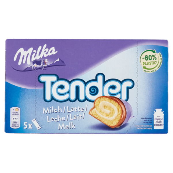 Milka Tender Latte, merendina Tender al latte 5x37g