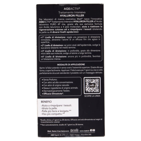Matt Age Activ Hyaluron Filler Trattamento Intensivo Viso e Collo Acido Ialuronico Puro 4P 7 x 2 ml