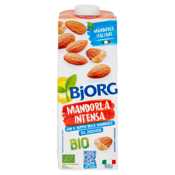 BJORG Mandorla Intensa 0% Zuccheri Bevanda Vegetale Bio, Senza Glutine, Prodotto in Italia, 1L