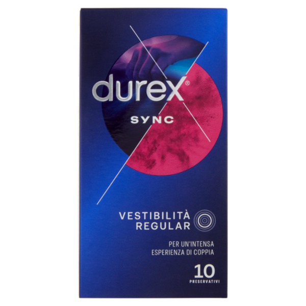 Durex Preservativi Sync Ritardanti per lui e stimolanti per lei, 10 Profilattici