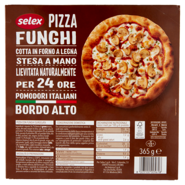 Selex Pizza con Funghi Surgelata 365 g