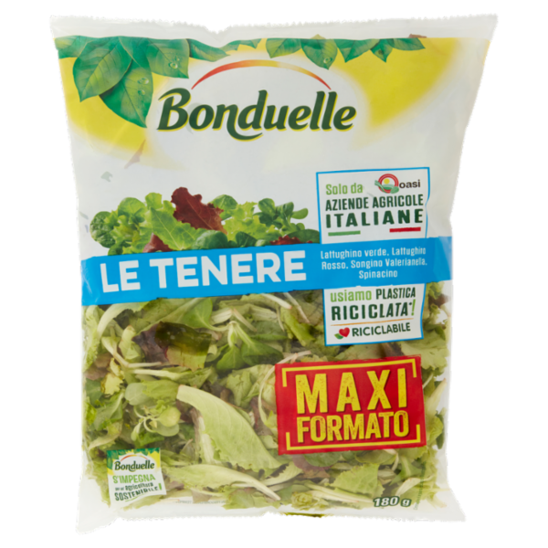 Bonduelle le Tenere Lattughino verde, Lattughino Rosso, Songino Valerianella, Spinacino 180 g