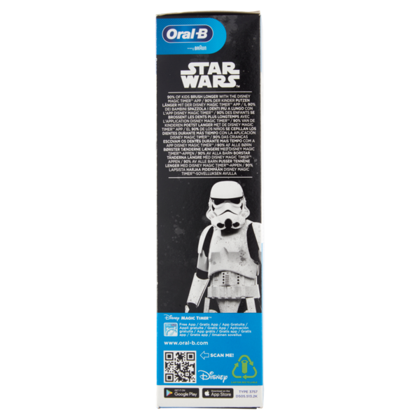 Oral-B Power Spazzolino Elettrico Ricaricabile Pro3 Junior Star Wars +6 anni