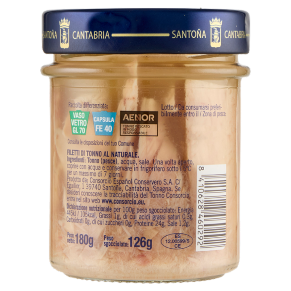 Consorcio Filetti di Tonno al Naturale 180 g