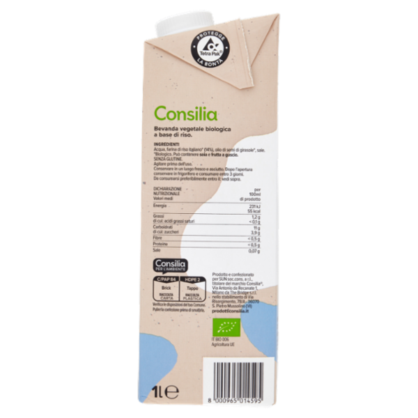 Consilia Bevanda a Base di Riso Biologica 1 L