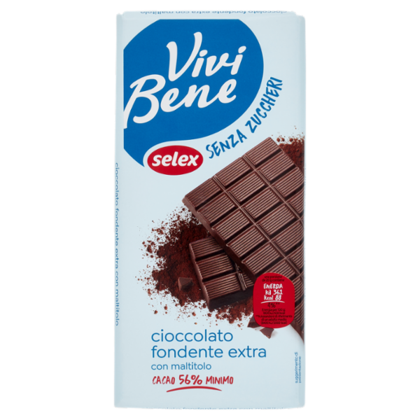 Selex Vivi Bene Cioccolato Fondente Extra Senza Zuccheri 100 g