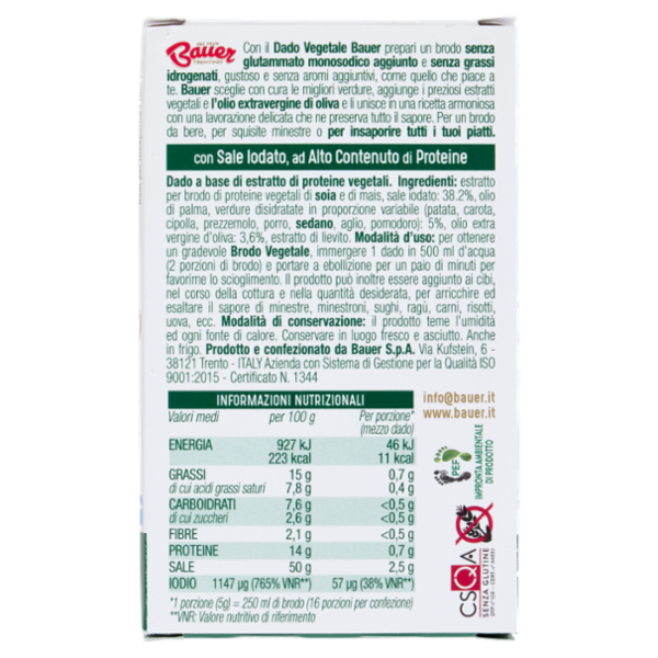 Bauer Vegetale Dadi per insaporire i tuoi piatti 8 x 10 g