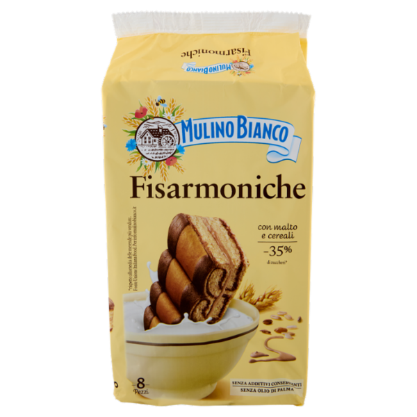 Mulino Bianco Fisarmoniche Merenda con 8 Cereali e Crema al Malto d'Orzo e Cacao 8 pezzi 264g
