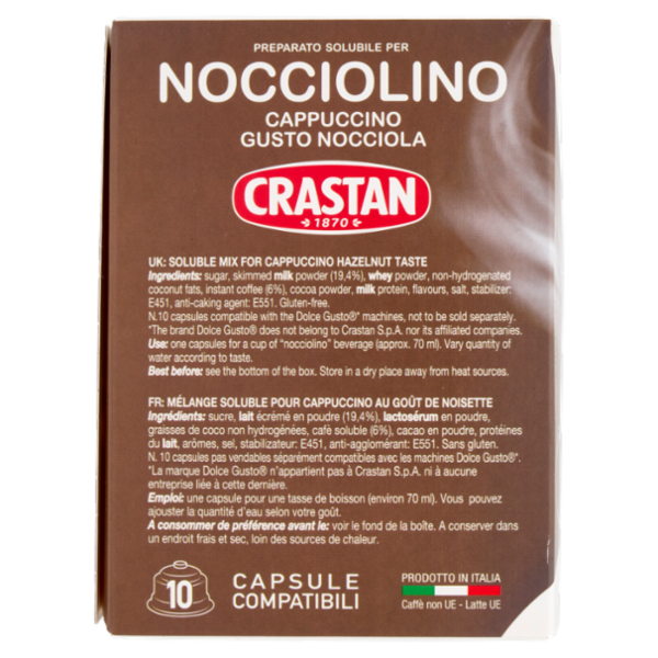 Crastan Preparato Solubile per Nocciolino Capsule Compatibili Dolce Gusto 10 x 12 g