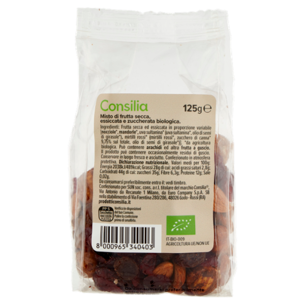 Consilia Mix Frutta Secca Sgusciata e Frutta Disidratata Biologica 125 g