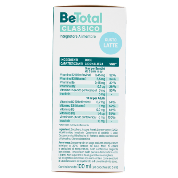 BeTotal Vitamina B Supporto per stanchezza e sistema immunitario Adulti e Bambini 100 ml
