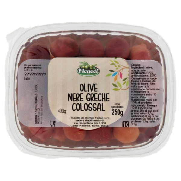 Ficacci Olive Nere Greche Colossal 250 g