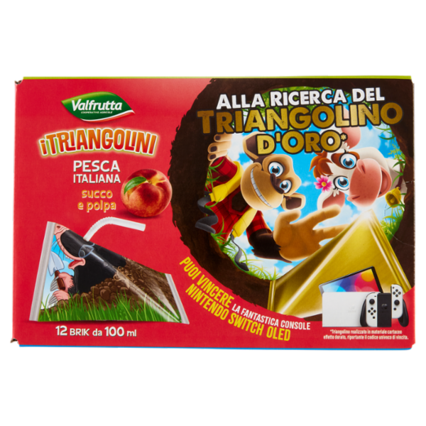 Valfrutta i Triangolini Pesca Italiana succo e polpa Brik 12 x 100 ml